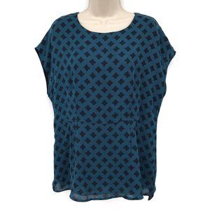 Cabi Chiffon Print Short Sleeve Blouse M